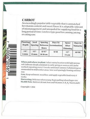 Biosnyg Parisian Carrot-[1000 Seeds] Seed(1000 per packet)