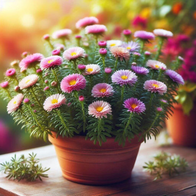 SeedSutra ™️ Aster Hybrid Double Mixed Flower Seed(80 per packet)