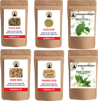 manushya life Combo Pack of 6 Variety of Sprouting Seeds Seed(400 g)