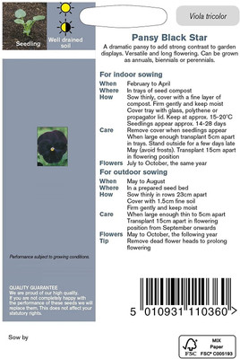 CYBEXIS Pansy Black Star Seed(50 per packet)
