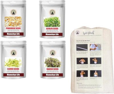 manushya life Combo of Wet pack Patti with VELCRO CLOSURE & Vegetable Seeds for Sprouting Seed(400 g)
