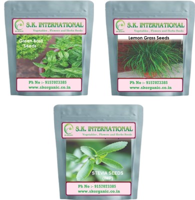 SK ORGANIC Herb Seeds for Plantation- Basil seeds- Lemon Grass seeds - Stevia Seed(150 per packet)