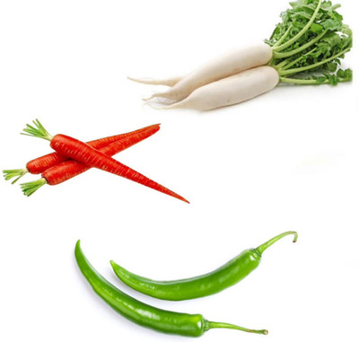 PSAgroinput Mooli(Radish)-Gajar(Carrot)-Mirchi(Chilli) pack of 3 Seed(100 g)