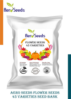Aero Seeds Combo of 45 varieties flower seeds with instruction manual. Seed(45 per packet)