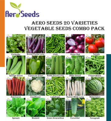 Aero Seeds Combo of 20 varieties vegetable seeds with instruction manual. Seed(20 per packet)