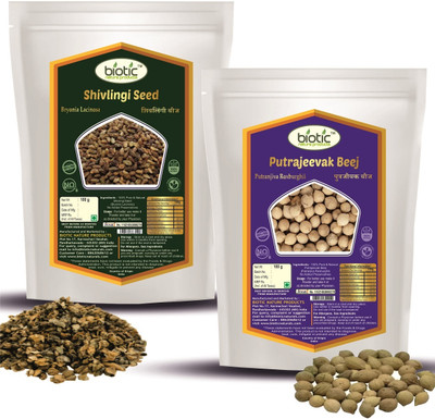 biotic Shivlingi Seed and Putrajivak Seed (100g each) Shivlingi Beej - Putrajeevak Beej Seed(200 per packet)