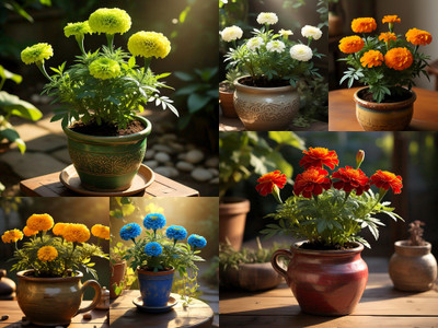 Earth Hopper Marigold Flower Seeds Combo - 6 Colors-50 Seeds Each Color-Grow Year Round Seed(300 per packet)