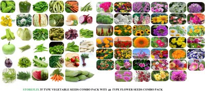 STOREFLIX 75 variety(40 flower and 35 vegetable) seeds combo pack with user manual. Seed Seed(8000 per packet)