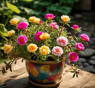 AMAJIT Portulaca seeds,Moss Rose flower seeds,9 o clock flower seeds,Sun Rose seeds, Seed(100 per packet)