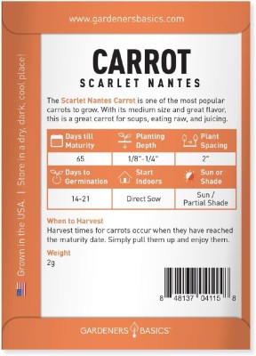 Qualtivate GBPT-2A Carrot Scarlet Nantes - Daucus Carota Seed(300 per packet)