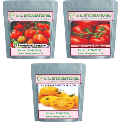 SK ORGANIC Tomato seeds F1 Hybrid Vegetable seeds combo of Variety Oval, Round, Yellow Seed(150 per packet)