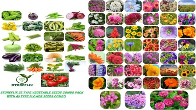 STOREFLIX 70 variety(45 flower and 25 vegetable) seeds combo pack with instruction manual. Seed(7000 per packet)