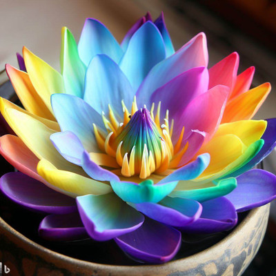 NooElec Seeds India Dwarf Rainbow Bowl Lotus Flower Seed(15 per packet)