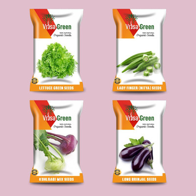 Vrisa Green 4 Vegetable Seeds Combo Pack for a Diverse Home Garden Seed(50 per packet)