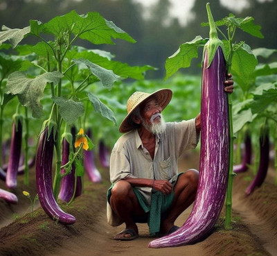 HYBRID 10g hybrid brinjal seeds Highest yield variety early fruiting Seed(1 per packet)