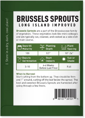 Biosnyg Brussels Sprouts Long Island Improved Seed(1000 per packet)