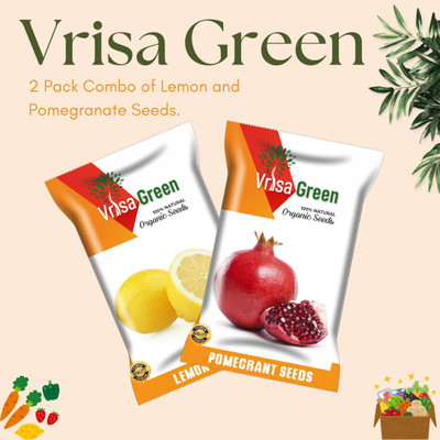 Vrisa Green Lemon & Pomegranate Seeds Combo – Grow Refreshing and Healthy Fruits Seed(50 per packet)