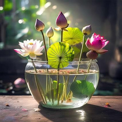 SARKAR ENTP EcoSprout Dwarf Lotus Flower Seeds – Best for Small Ponds and Containers, kamal gatta Seed(5 per packet)
