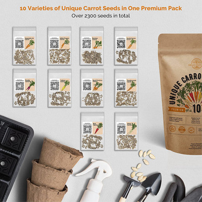 CYBEXIS XLR-91 - 10 Carrot Variety Pack - (2250 Seeds) Seed(2250 per packet)