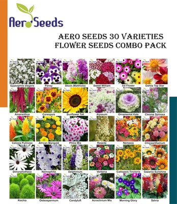 Aero Seeds Combo of 30 varieties flower seeds with instruction manual. Seed(30 per packet)