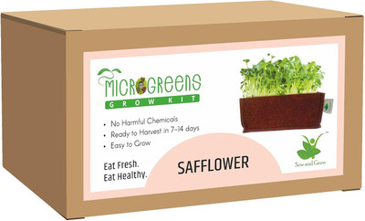 Sow and Grow Microgreens Grow Kit: Safflower, Easy to Use Kit for Beginner Gardeners Seed(1 per packet)