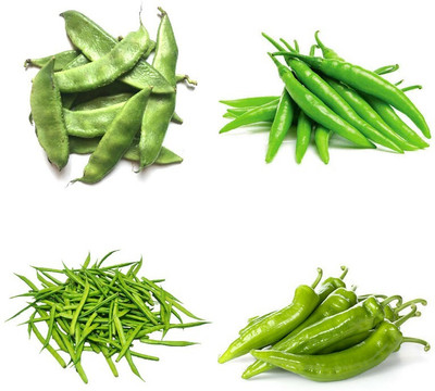 SimXotic Combo of Chilly Achari, Chilly Green Long, Sem Phali & Cluster Beans (GMO-FREE) Seed(4 per packet)