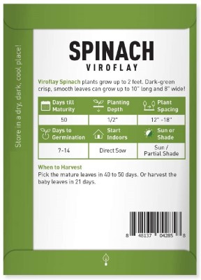 Qualtivate JXL-8AT Spinach for Planting (Viroflay) Seed(50 per packet)