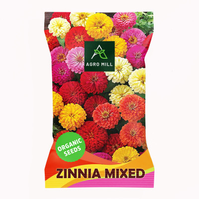 AGRO MILL ZINNIA/JINIA MULTIFLORA MIXED PREMIUM QUALITY FLOWER Seed(30 per packet)
