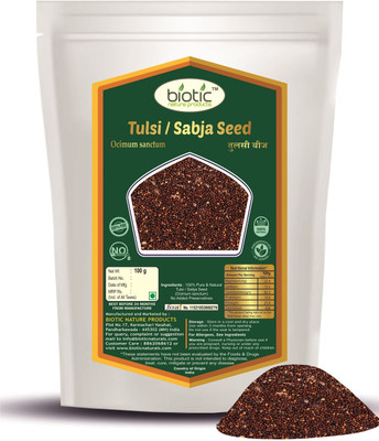 biotic Tulsi Seeds - Basil Seed - Sabja Seed - Tulsi Beej - Tukmariya 100gm Seed(100 g)
