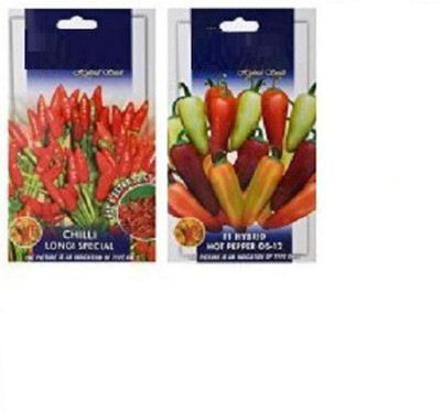 CYBEXIS 2-Varieties-CHILLI LONG SPECIAL, CHILLI HYBRID HOT PEPPER Seed(10 g)