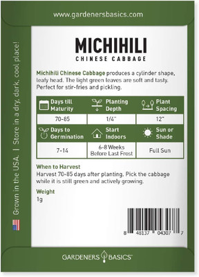 WILLVINE PAU -IX Michihili Chinese Napa Cabbage Seeds [10g] Seed(3000 per packet)