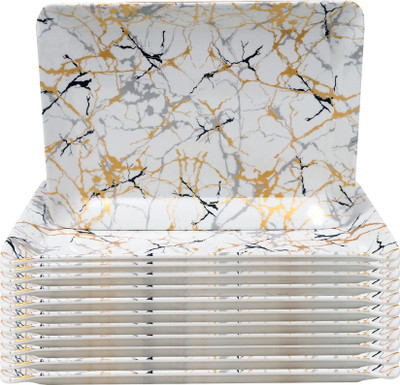 Ariya Stylish Rectangle Serving Tray for Food Snacks Reusable and Versatile Tray(Pack of 12, Microwave Safe)