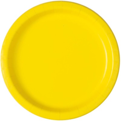 TikiTimes Neon Yellow Round Paper Lunch Plates 23cm 16pk for all Theme Parties Dinner Plate(Pack of 16)