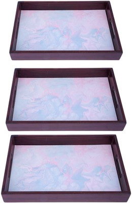 Espoir bloom NEW25_tray set of 3 with UV print|Serving Tray|Multipurpose Tray|EB-T589 Tray(Pack of 3)
