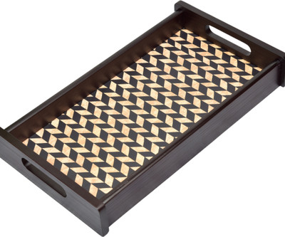 PREMSONS Chevron Wooden Serving Tray – Large Tray