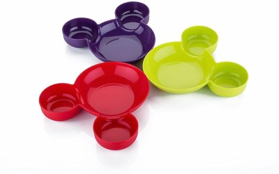 Fitaza Unbreakbale Mickeyy Shaped Kids Snack Serving Plate( Set of 3, Multicolour) Dinner Plate(Pack of 3)