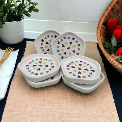 Malaikah Multi Hrt Platter Pack Of 6 Quarter Plate(Pack of 6, Microwave Safe)
