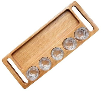 PSR ENTERPRISES Shots Tray Platter Wood Pani Puri Platter Set Tray