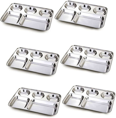 FABTOUCH SET OF 6 BHOJAN THALI Sectioned Plate(Pack of 6)