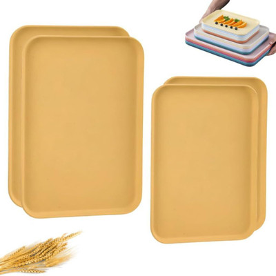 Sugalsu Wheat Straw Unbreakable Dinner Tray Dishwasher Safe, Pefect for Kitchen Hotel Tray(Pack of 4)