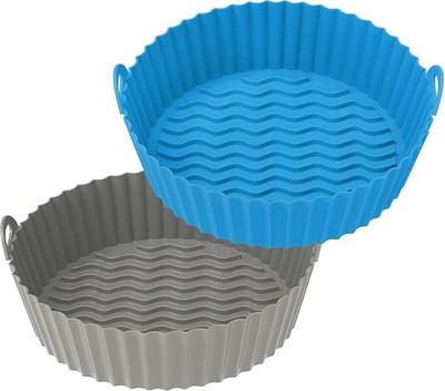 KESOL Airfryer Tray Blue and Gray Tray(Pack of 2, Microwave Safe)