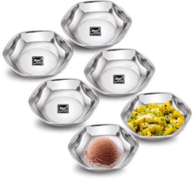 Next Future Set of 6, Stainless Steel Dessert Plate | Plate for Snacks, Subzi, Ice cream Chutney Plate(Pack of 6)
