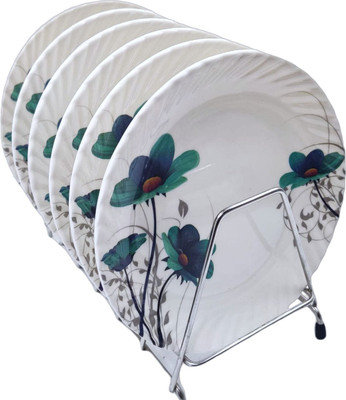 Prefectdine NEW2025_Melamine Plates Flower Printed Dinner, Party & Lunch Plate,Full (11inch) Dinner Plate(Pack of 6, Microwave Safe)
