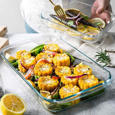 SMILERY Borosilicate Glass Rectangle Baking Dish Microwave Oven Safe, 1000ML Baking Dish(Microwave Safe)