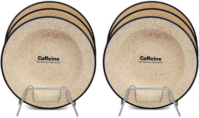 caffeine Ceramic Handmade Marble Matte Style 9 inch_NEW PTD23 Charger Plate(Pack of 6, Microwave Safe)