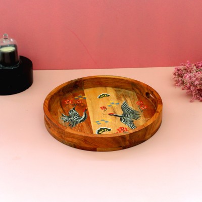 IZZHAAR Timber Tales Hand Painted Platter | Mango Wood Platter | Wooden Printed Tray