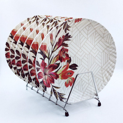 Perfectdine NW_Unbreakable Plate Round Shape Floral Print Full Plate Dinner Plate(Pack of 6, Microwave Safe)