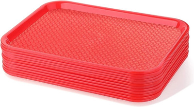 Dautaniya Plastic Red Serving Trays Rectangular Serving Platter/Unbreakable Large Tray Tray(Pack of 18)