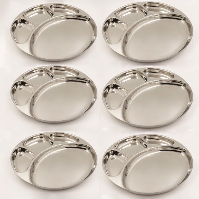 Spilbox Stainless Steel Smiley Tiffen Plates (Large) Dinner Plate(Pack of 6)