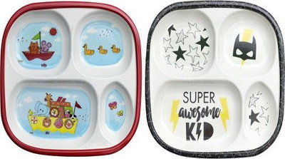 ZIDO Premium_square plate animal family and kid_h4 Dinner Plate(Pack of 2)